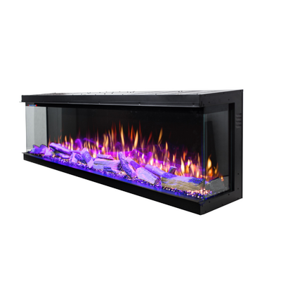 Camino elettrico 3D da incasso Haiti 65, Art Flame, 533x1651x332 mm, 1500W, oltre 100 combinazioni di colori, Termostato, Set di ceppi e cristalli