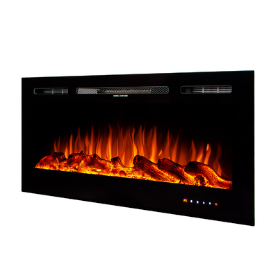 Camino elettrico da parete e da incasso Kamelia, Art Flame, 544x1143x140 mm, 1500W, 3 colori di fiamma, 5 livelli di luminosita, Set di ceppi e cristalli