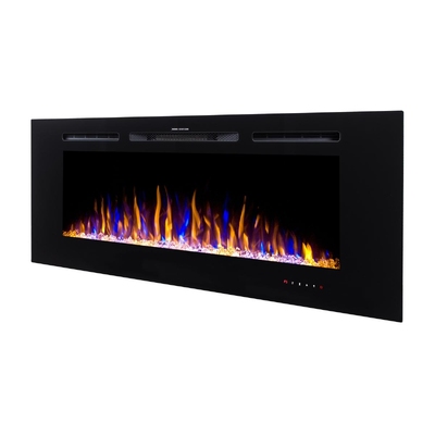 Camino elettrico da parete e da incasso Hefest, Art Flame, 544x1524x140 mm, 1500W, 3 colori di fiamma, 5 livelli di luminosita, Set di ceppi e cristalli 