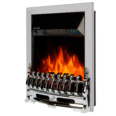 Camino elettrico da incasso Galileo silver, Art Flame, 592x482x185 mm, 2000W, Termostato, 5 livelli di luminosita, Timer