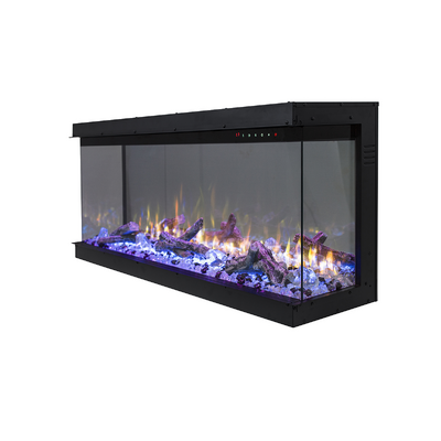 Camino elettrico 3D da incasso Haiti 60, Art Flame, 533x1524x332 mm, 1500W, oltre 100 combinazioni di colori, Termostato, Set di ceppi e cristalli