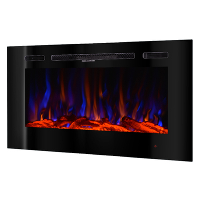 Camino elettrico da parete e da incasso Beverly, Art Flame, 544x1016x140 mm, 1500W, 3 colori di fiamma, 5 livelli di luminosita, Set di ceppi e cristalli