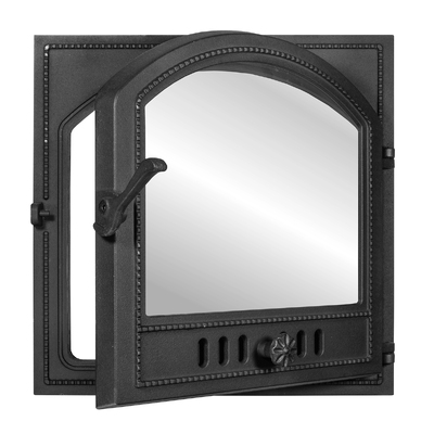 Sportello per stufa K 505, 491×491 mm, Ghisa, Resistenza 700–950℃, Apertura rotante