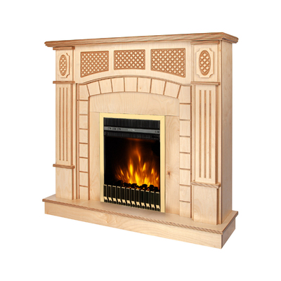 Camino elettrico Amsterdam wood & Gala gold, Art Flame, 1120x1150x300 mm, 2000W, Termostato, 5 livelli di luminosita, Timer
