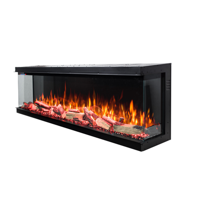 Camino elettrico 3D da incasso Haiti 78, Art Flame, 533x2000x332 mm, 1500W, oltre 100 combinazioni di colori, Termostato, Set di ceppi e cristalli