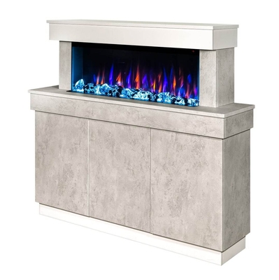 Camino elettrico Stefania & Dalas, Art Flame, 1150x1400x300 mm, 1500W, 30 combinazioni di colori, Termostato, Set di ceppi e cristalli
