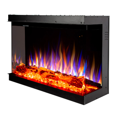Camino elettrico 3D da incasso Haiti 40, Art Flame, 533x1035x332 mm, 1500W, oltre 100 combinazioni di colori, Termostato, Set di ceppi e cristalli