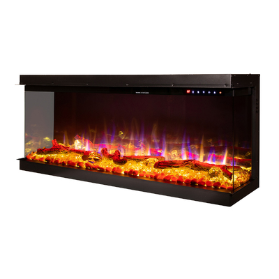 Camino elettrico 3D da incasso Haiti 40, Art Flame, 533x1035x332 mm, 1500W, oltre 100 combinazioni di colori, Termostato, Set di ceppi e cristalli