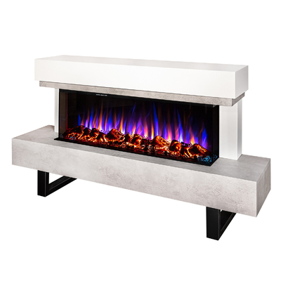 Camino elettrico Monro & Dalas, Art Flame, 750x1400x300 mm, 1500W, 30 combinazioni di colori, Termostato, Set di ceppi e cristalli