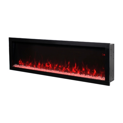 Camino elettrico da parete e da incasso Haven 50, Art Flame, 460x1270x162 mm, 1500W, oltre 100 combinazioni di colori, Termostato, Set di ceppi e cristalli