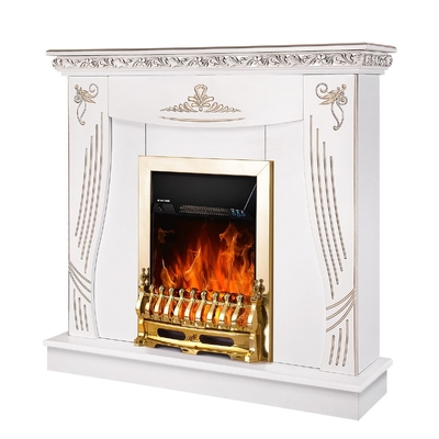 Camino elettrico Napoli & Galileo gold, Art Flame, 1035x1100x300 mm, 2000W, Termostato, 5 livelli di luminosita, Timer