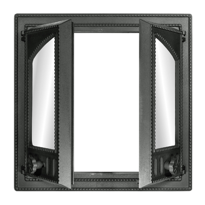 Sportello per stufa K 501, 500×500 mm, Ghisa, Resistenza 700–950℃, Apertura rotante