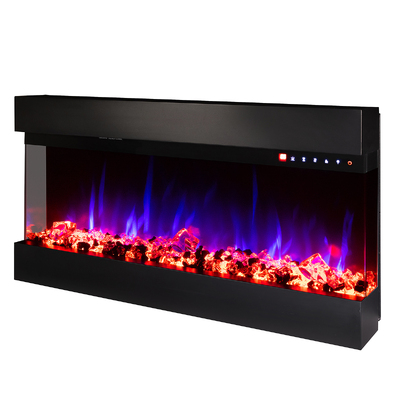 Camino elettrico 3D da parete e da incasso Dalas, Art Flame, 484x930x200 mm, 1500W, 30 combinazioni di colori, Termostato, Set di ceppi e cristalli