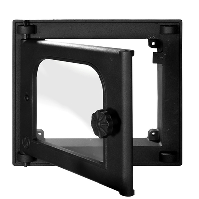 Sportello per stufa K 301, 310×270 mm, Ghisa, Resistenza 700–950℃, Apertura rotante