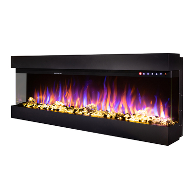 Camino elettrico 3D da parete e da incasso Dalas maxi, Art Flame, 484x1270x200 mm, 1500W, 30 combinazioni di colori, Termostato, Set di ceppi e cristalli