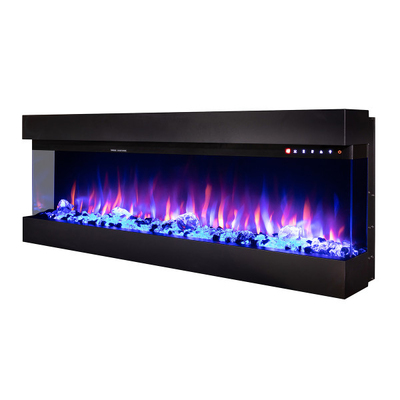 Camino elettrico 3D Dalas 100 da incasso e da parete, Art Flame, 493x2540x200 mm, 1500 W, 30 combinazioni di colori, Termostato, ceppi e cristalli