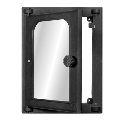 Sportello per stufa K 403, 310×410 mm, Ghisa, Resistenza 700–950℃, Apertura rotante