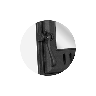 Sportello per stufa K 401, 310×300 mm, Ghisa, Resistenza 700–950℃, Apertura rotante