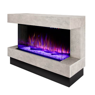 Camino elettrico Glow & Haiti 33, Art Flame, 880x1100x350 mm, 1500W, 100 combinazioni di colori, Termostato, Set di ceppi e cristalli