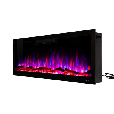 Camino elettrico da parete e da incasso Vegas 50, Art Flame, 457x1270x126 mm, 1500W, 10 colori di fiamma, Termostato, Set di ceppi e cristalli