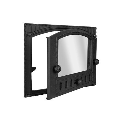 Sportello per stufa K 202, 435×320 mm, Ghisa, Resistenza 700–950℃, Apertura rotante