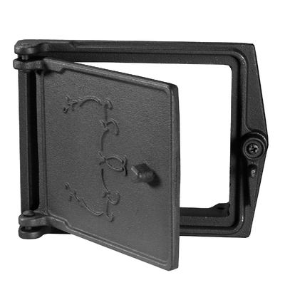 Sportello di ispezione per canna fumaria P 102, 176×140 mm, ghisa, resistenza al calore 700–950 °C, apertura rotante