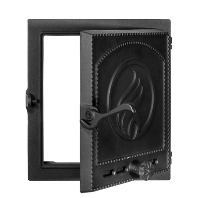 Sportello per stufa K 414, 400×370 mm, Ghisa, Resistenza 700–950℃, Apertura rotante