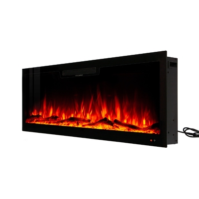 Camino elettrico da parete e da incasso Vegas 42, Art Flame, 457x1067x126 mm, 1500W, 10 colori di fiamma, Termostato, Set di ceppi e cristalli