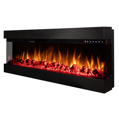 Camino elettrico 3D Dalas 72 da incasso e da parete, Art Flame, 493×1828×200 mm, 1500 W, 30 combinazioni di colori, Termostato, ceppi e cristalli