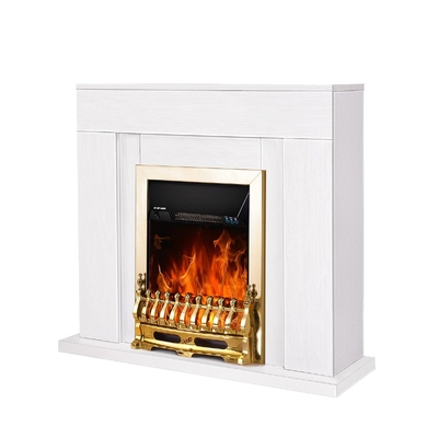 Camino elettrico Agnes & Galileo gold, Art Flame, 850x950x300 mm, 2000W, Termostato, 5 livelli di luminosita, Timer