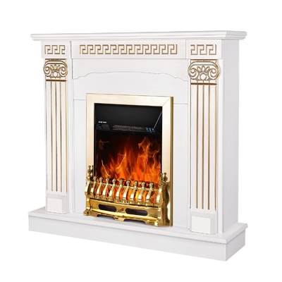 Camino elettrico Calisto & Galileo gold, Art Flame, 1020x1100x300 mm, 2000W, Termostato, 5 livelli di luminosita, Timer