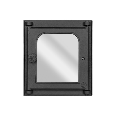 Sportello per stufa K 302, 310×340 mm, Ghisa, Resistenza 700–950℃, Apertura rotante