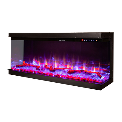 Camino elettrico 3D da incasso Haiti 65, Art Flame, 533x1651x332 mm, 1500W, oltre 100 combinazioni di colori, Termostato, Set di ceppi e cristalli