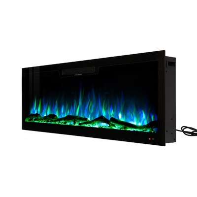 Camino elettrico da parete e da incasso Vegas 50, Art Flame, 457x1270x126 mm, 1500W, 10 colori di fiamma, Termostato, Set di ceppi e cristalli