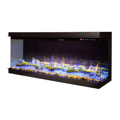 Camino elettrico 3D da incasso Haiti 33, Art Flame, 567x835x317 mm, 1500W, oltre 100 combinazioni di colori, Termostato, Set di ceppi e cristalli